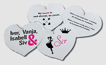 Bilde av hjerter med valg fri tekst