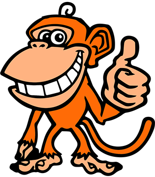 Monkey som sier "Det er lurt og ha serviceavtale!"